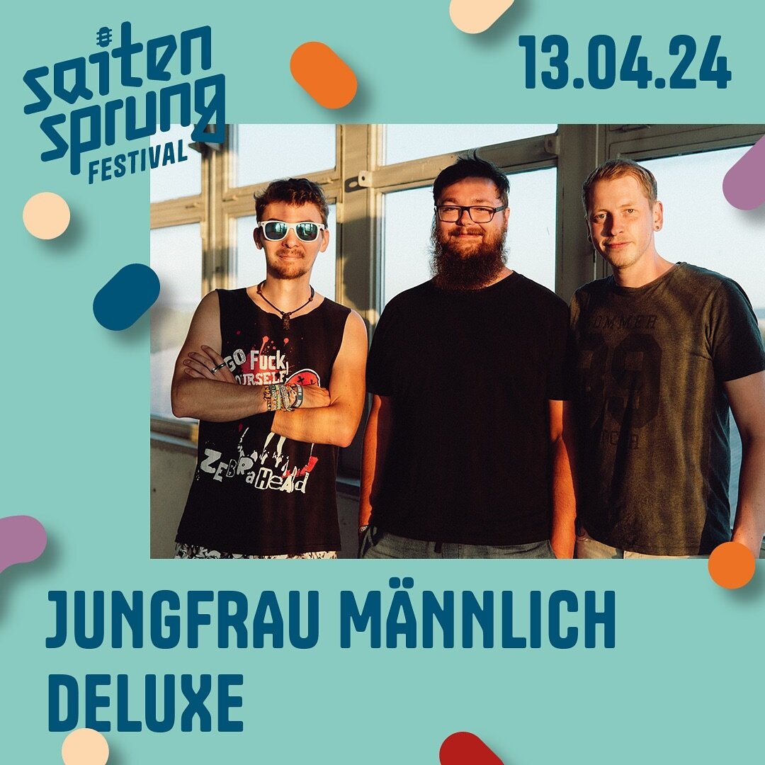 Wir freuen uns auf @jungfraumaennlichdeluxe 💫

Jungfrau M&auml;nnlich Deluxe wurde im Sommer 2012 mangels alternativer Besch&auml;ftigungen unter dem Namen J.M.D gegr&uuml;ndet. Die Songs sind schnell, laut, energiegeladen, schwei&szlig;treibend und