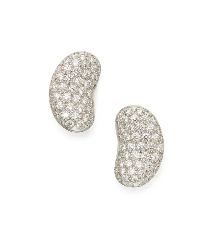 Lot 7: Pair of diamond 'Bean' cufflinks, Elsa Peretti for Tiffany & Co. Jewels Online: Part I. Image credit: Sotheby's.