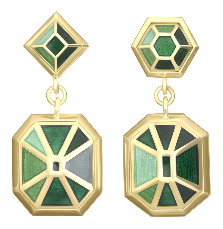 Double Bluff Earrings - Emerald Gold