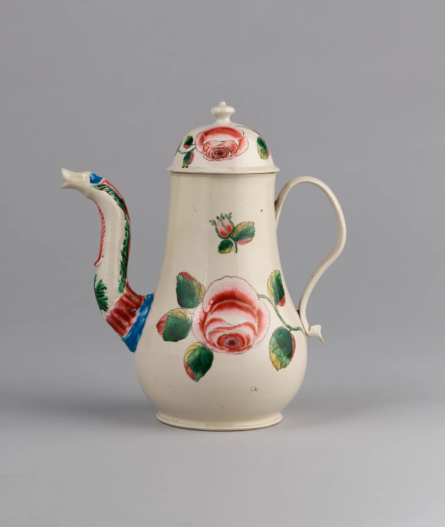 Staffordshire salt glazed coffee pot and cover, Haughton Gallery