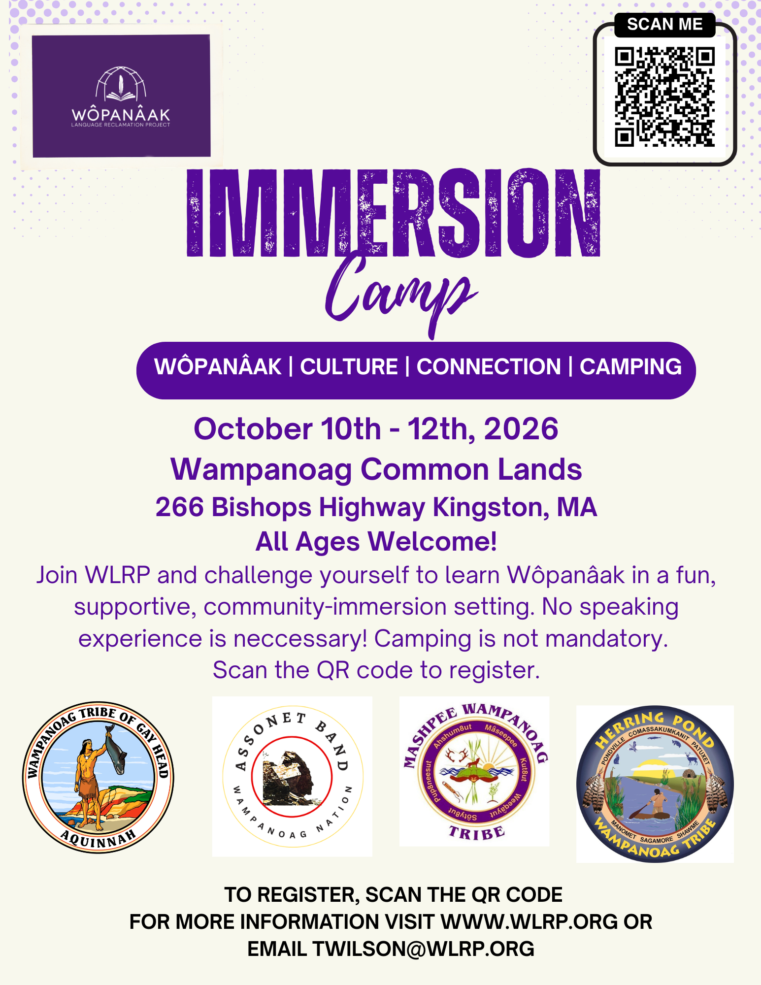 2026 Wôpanâak Language Immersion Camp