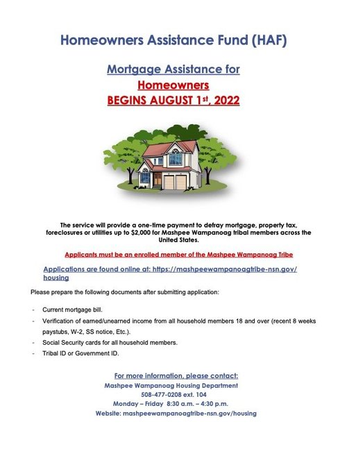 Homeowners Assistance Fund Mortgage Assistance — Mashpee Wampanoag Tribe