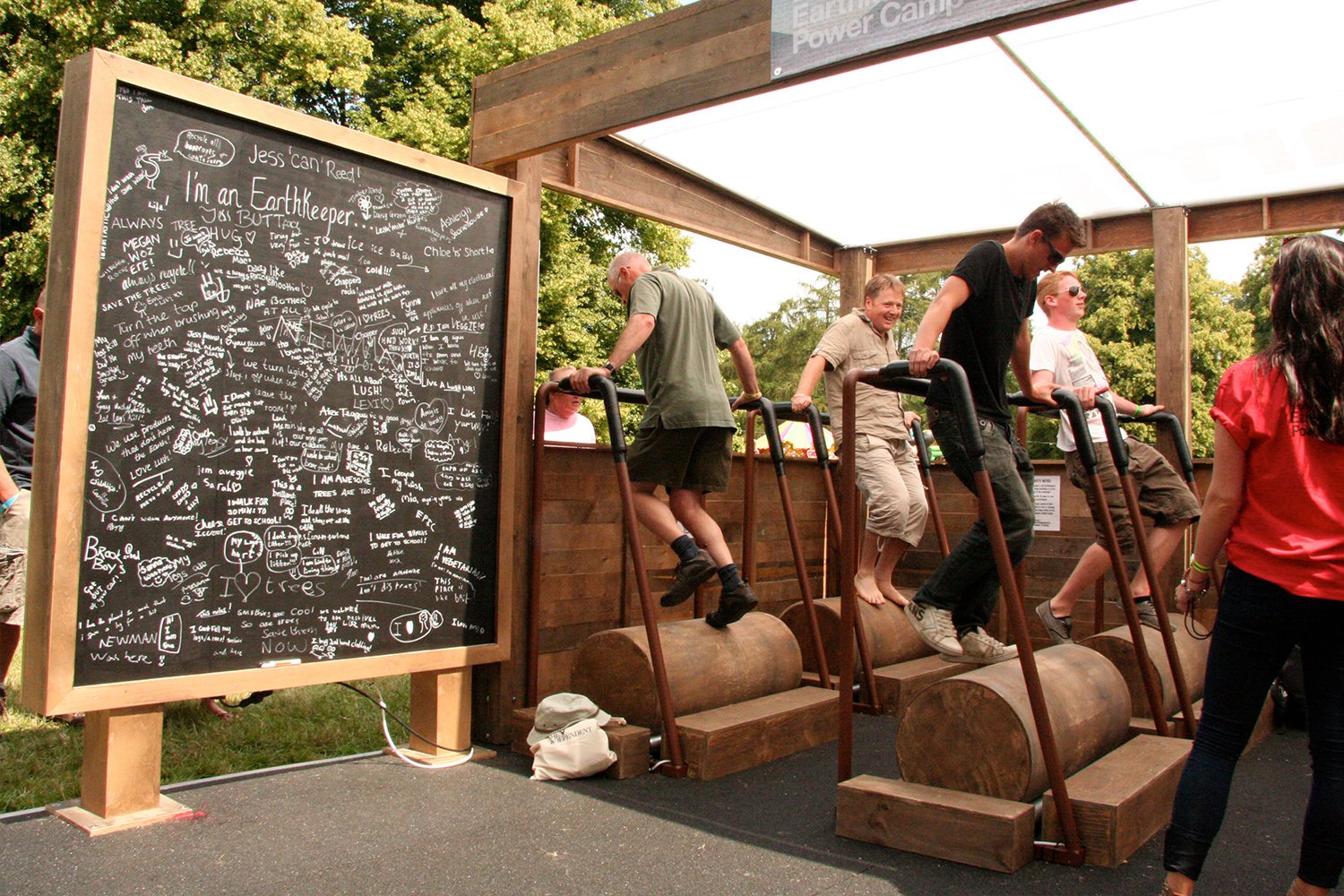 Timberland Earthkeepers Power Camp – human-powered rollers generating electricity