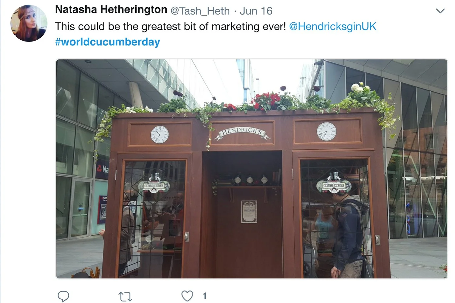 Hendrick's Gin – World Cucumber Day social post from a happy participant