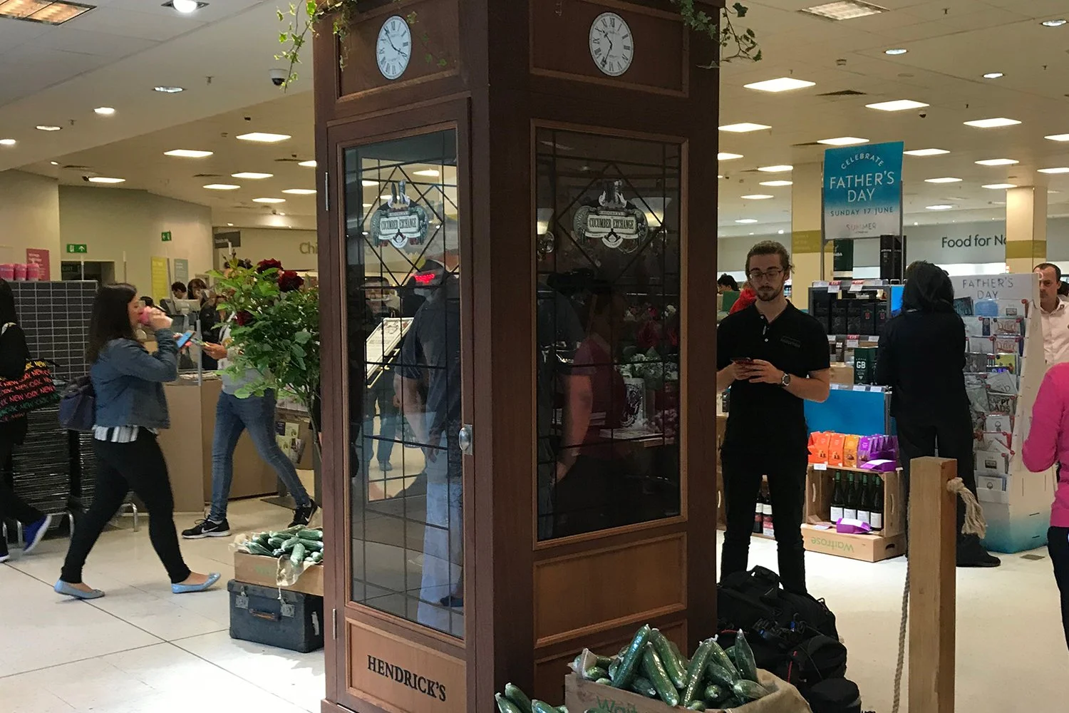Hendrick's Gin – Bespoke phone booth for World Cucumber Day, in-store activation at Waitrose