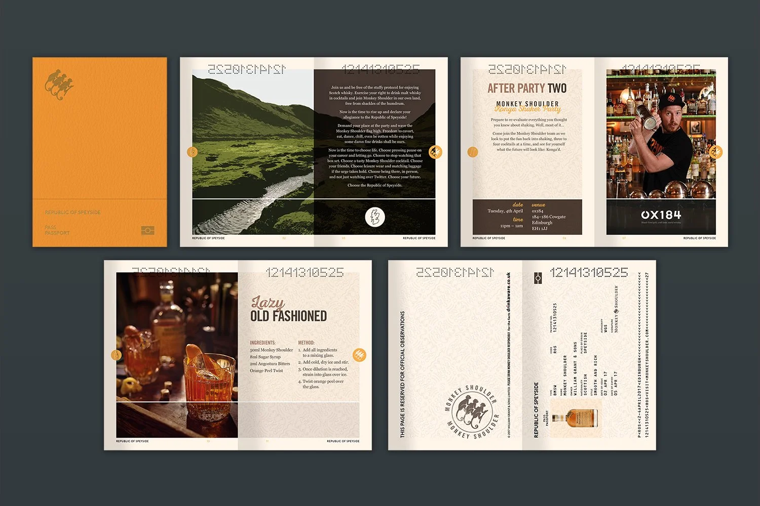 Monkey Shoulder passport for experiential event