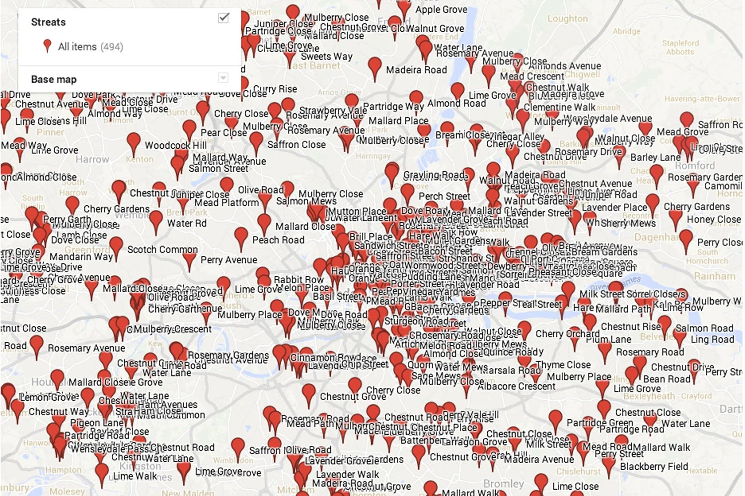 Streats of London – map