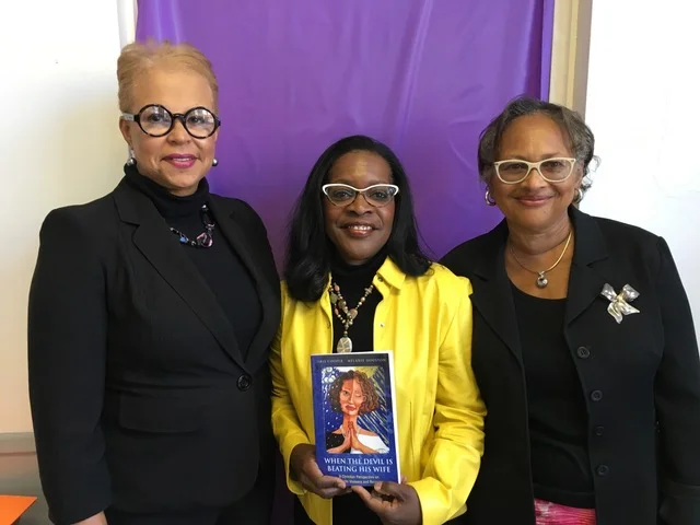 Co-authors Dr. Iris Cooper and Melanie Houston with Jeanine Donaldson, Executive Director, Elyria YWCA.