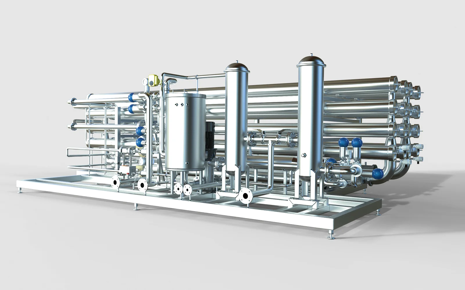 RO system for continuously making pure low conductivity water.