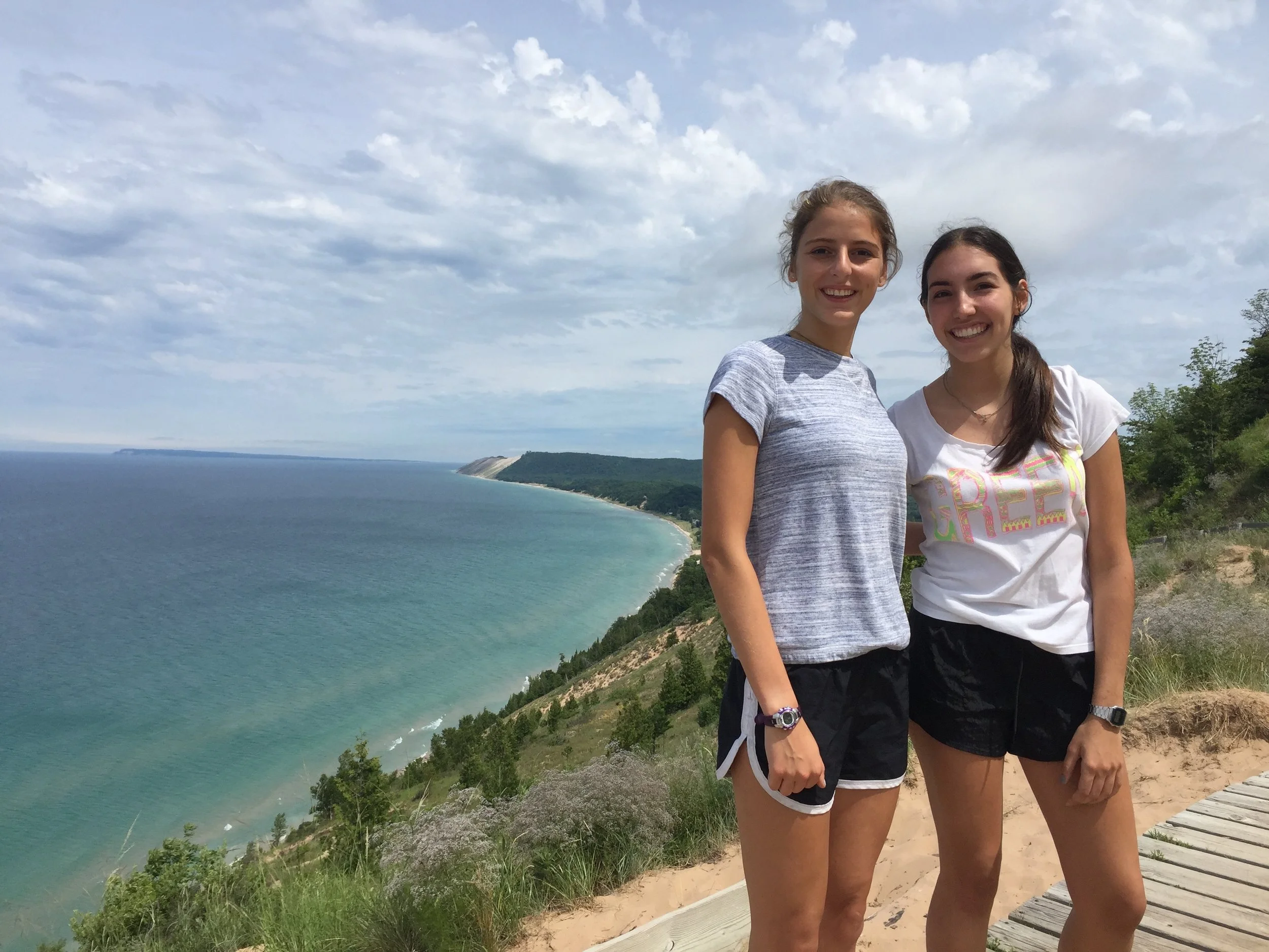 Courteney and Patty at the top of Empire Bluff, Michigan