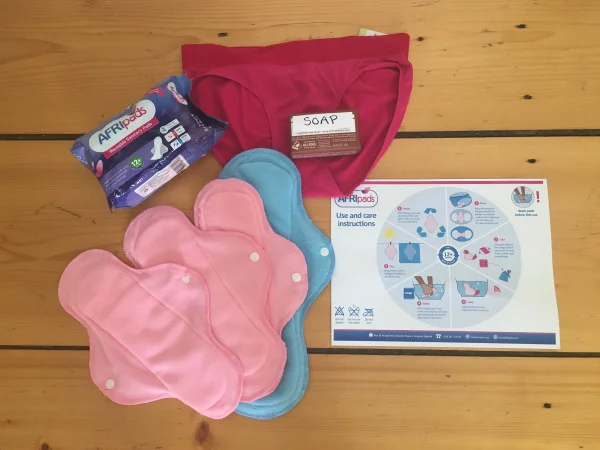 An Opportunity Kit includes washable pads, soap, a pair of underwear and an instruction manual.