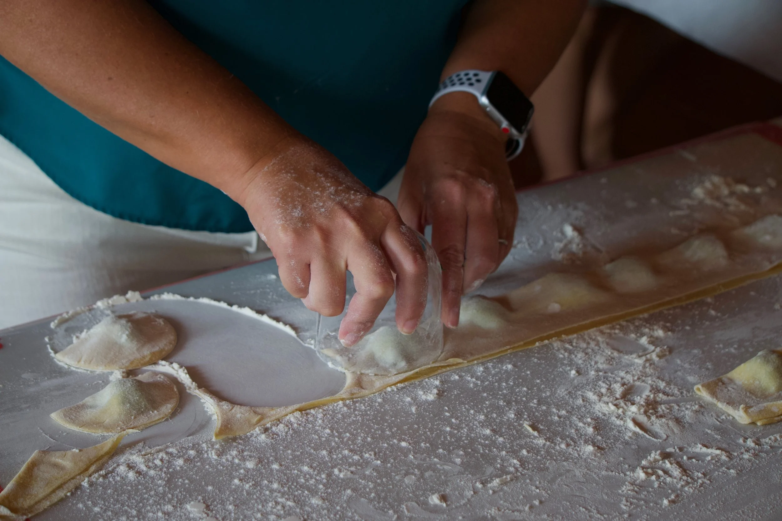 cutting the pieces.