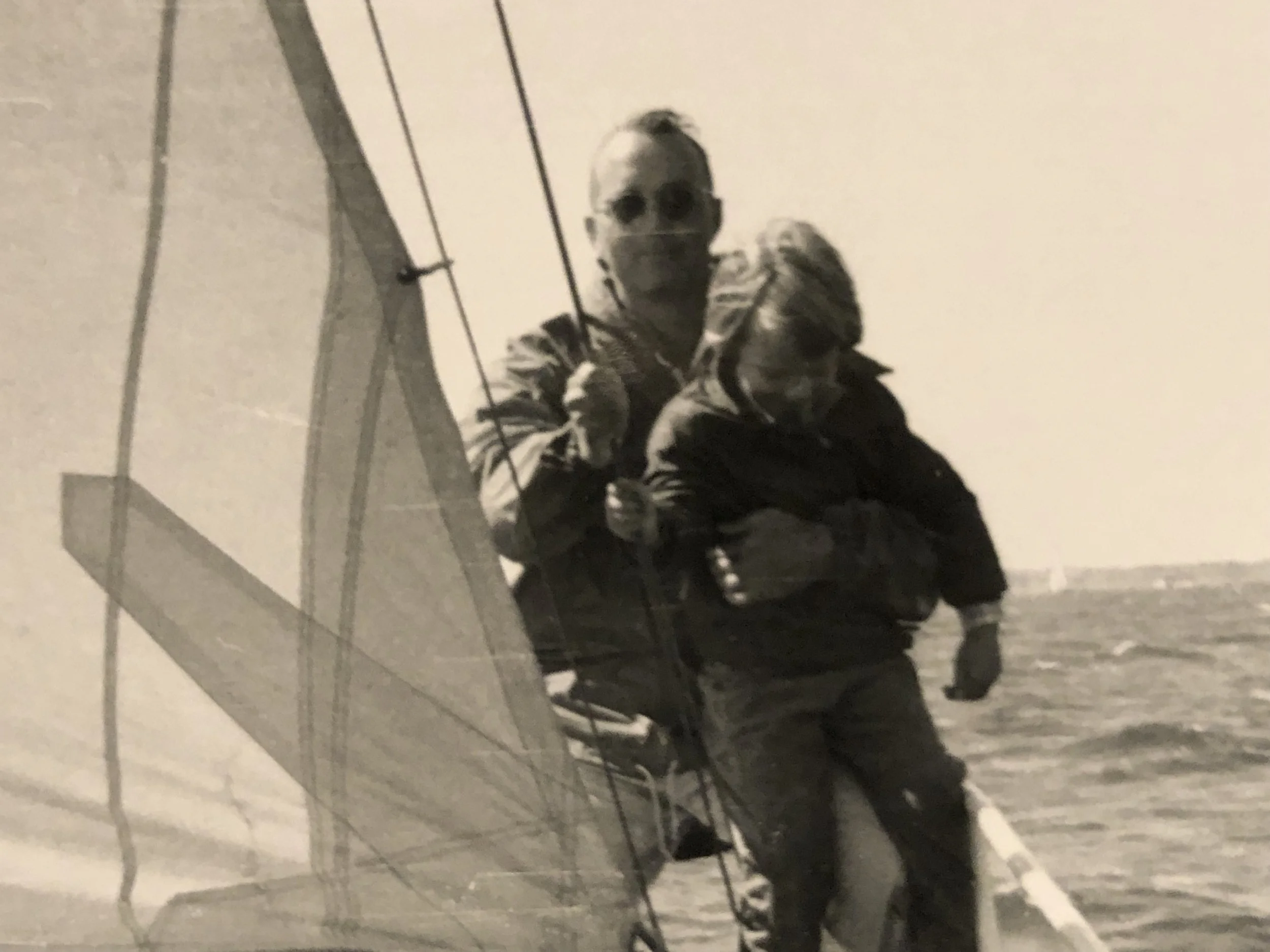 Daddy with my sister Puddy somewhere in Long Island Sound.