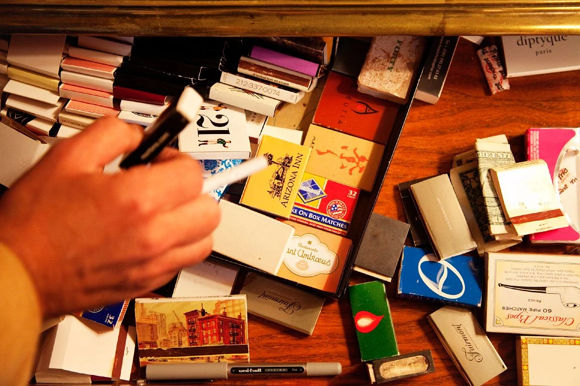 I spy some real treasures here!! Can we please have gorgeous logo matches back??? I’m going to start passing out matches for my needlepoint business!! photo by the Selby