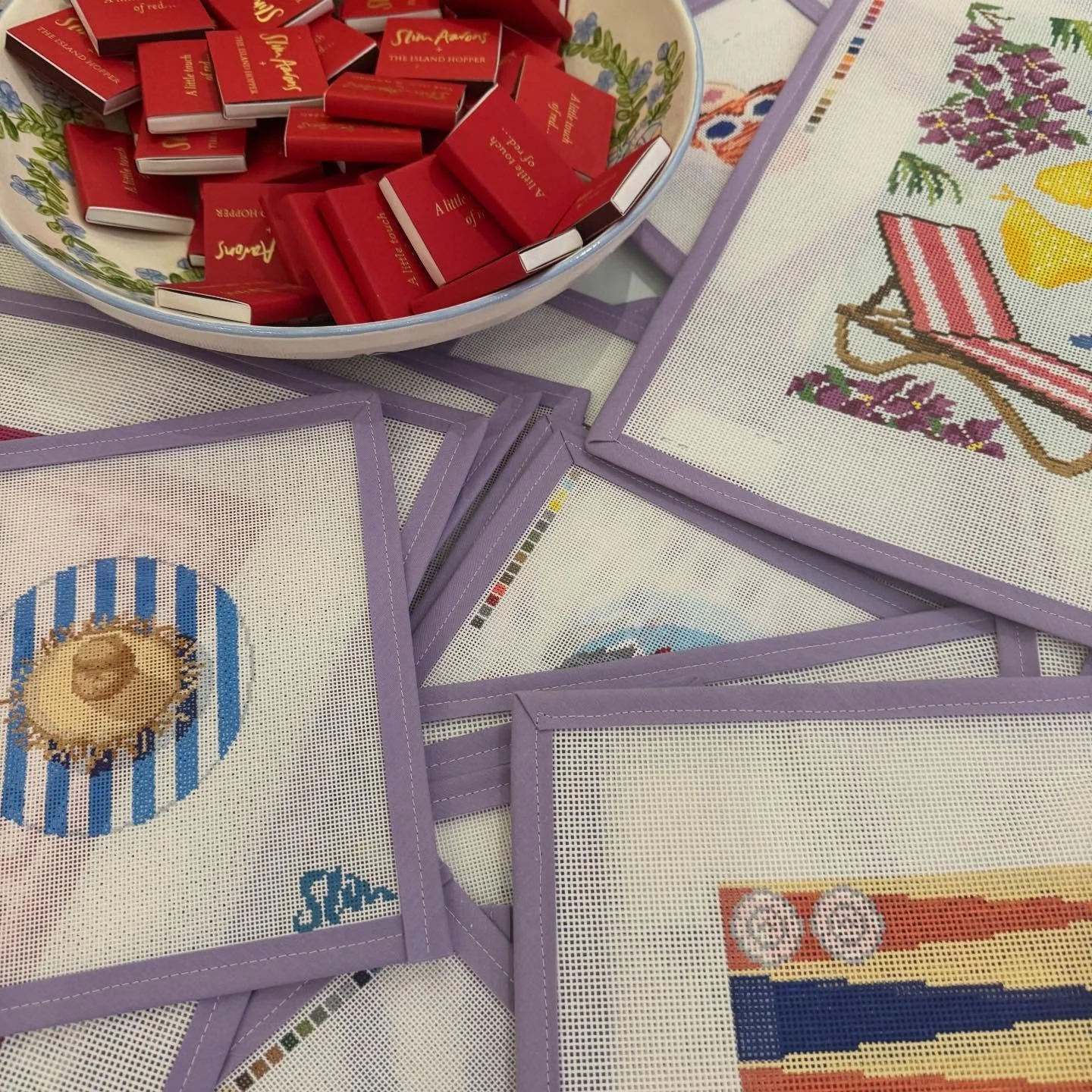 Heading to @lycettedesigns 11-1 with Mary Aarons @goodharbormary and some of The Island Hoppers. Shopping, stitching, and laughs! Hope to see you! The Slim Aarons canvases are incredible!