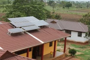 Featured above: The newly finished school entrance and solar panels. 