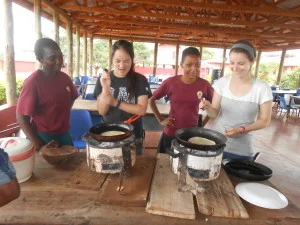 SEGA students teach AIS students how to make chapati, a traditional Tanzanian flatbread. Yum!