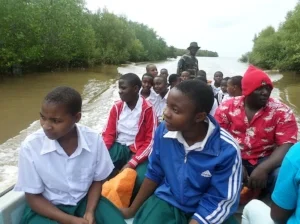 Students on the boat