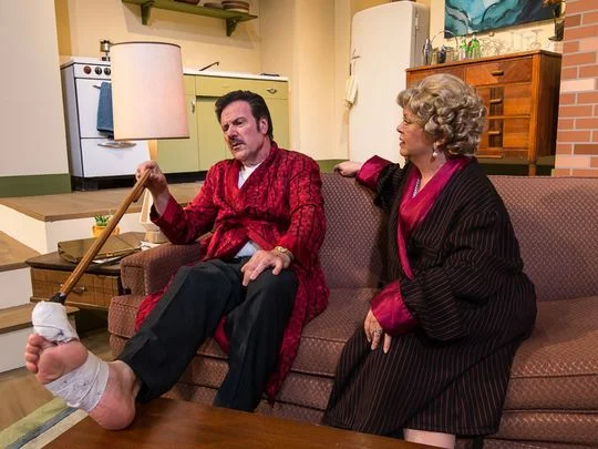 Rick Richter (as Victor Velasco) and Donna Lobacz (as Mrs. Banks) take their own comedic steps in WCT's "Barefoot in the Park."&nbsp;(Photo: WCT/submitted)