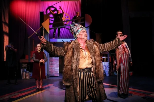 Charlemagne (Karl Miller), Pippin's father, extols the virtues of war in a scene from Lake Country Playhouse's presentation of "Pippin."