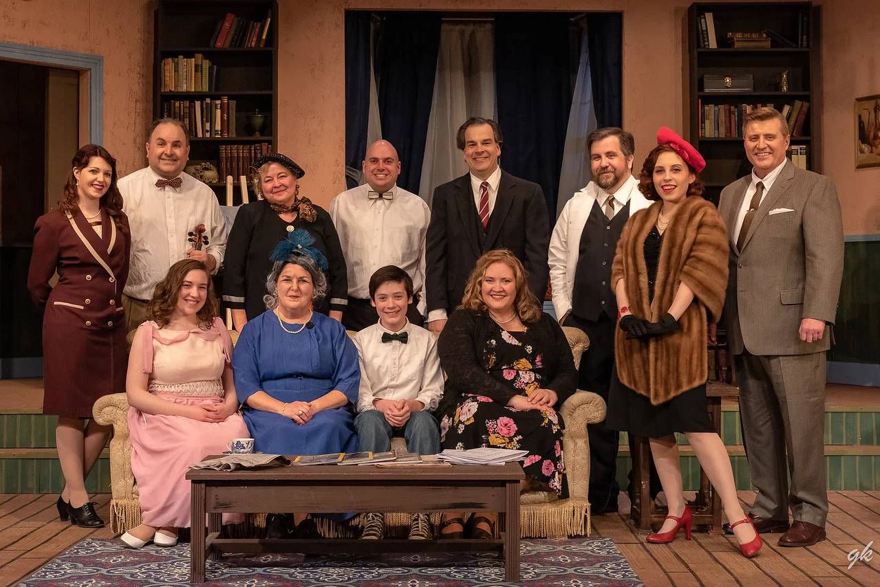 The cast of Sunset Playhouse’s “The Curious Savage” includes, from left, front, Kristen Carter, Paula Garcia, Casey Westphal, Sandra Baker-Renick, back, Jacqulin Dubinsky, Scott Korman, Diane Kallas, Kerry Birmingham, Jim Mallman, Cory Klein, Becky Cofta and Jim Stahl.