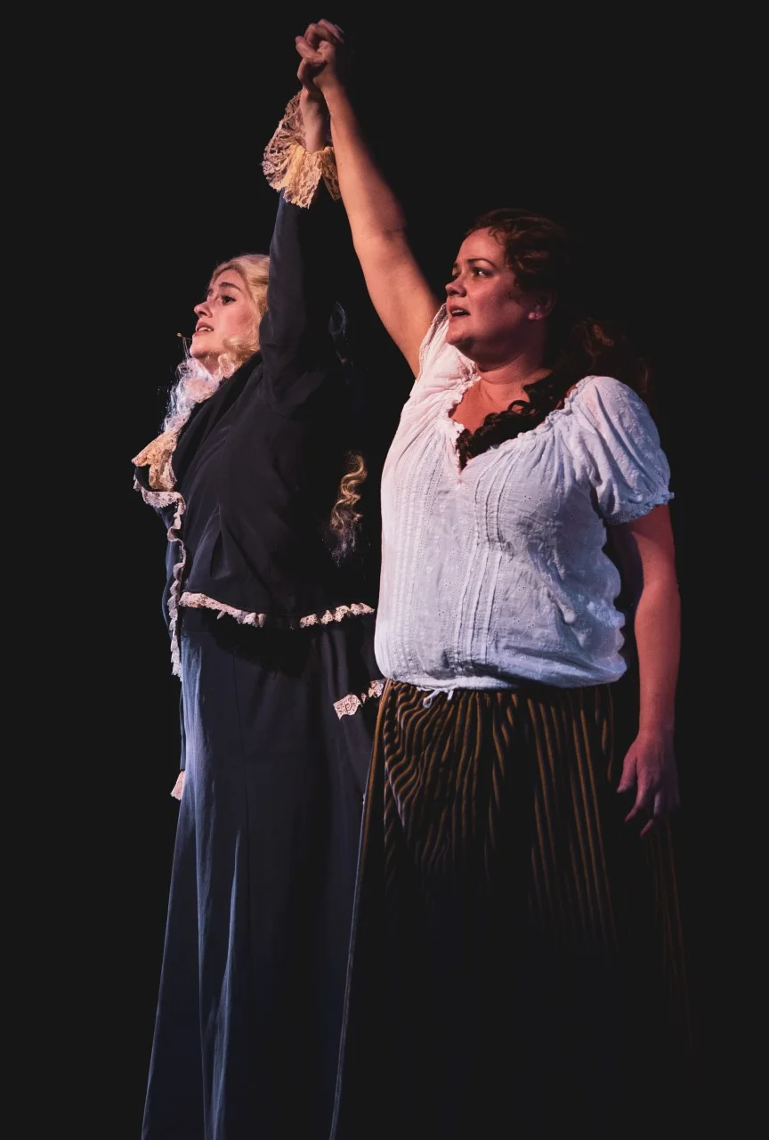 Emma (Rachel Mauney, left) and Lucy (Gwen TerHaar) sing their love for Dr. Jekyll during “In His Eyes.”