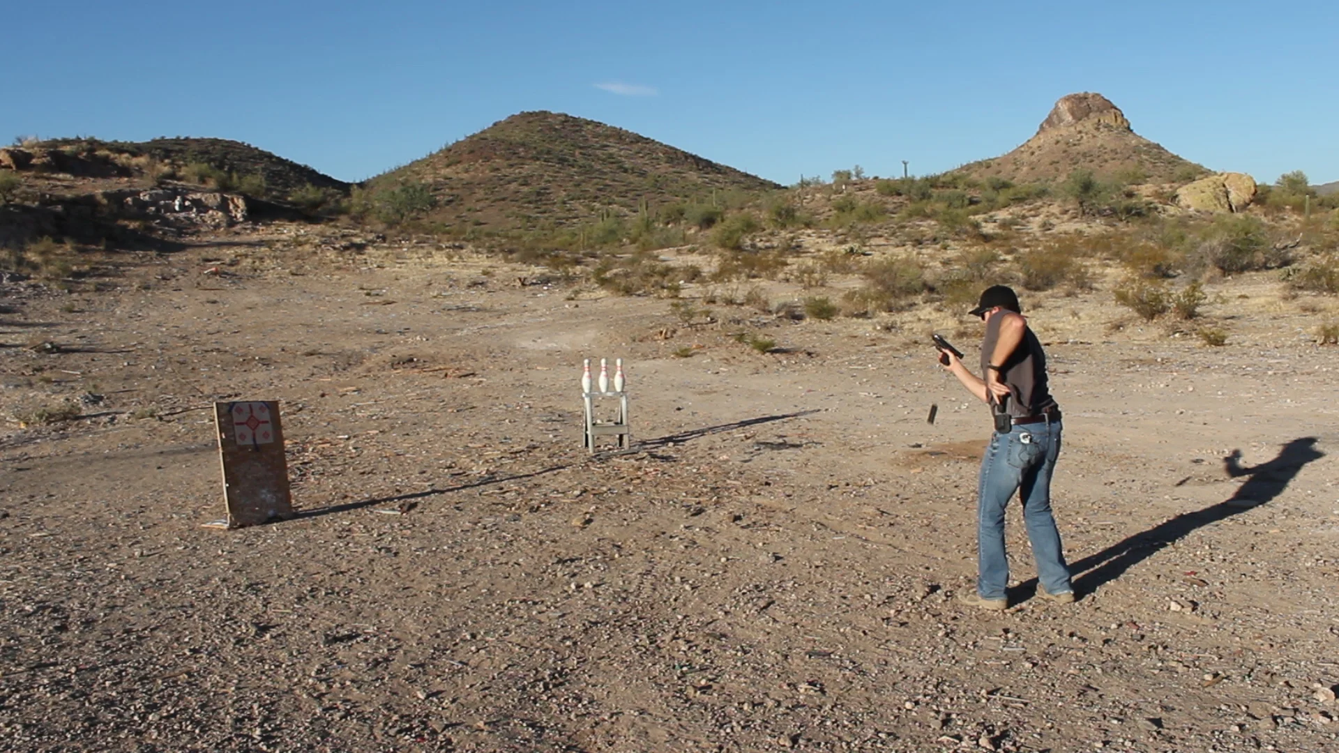 Working on reloads out in the desert...most public ranges don't let you practice this way, so find yourself a good, safe, and LEGAL shooting spot, and make it your home away from home!