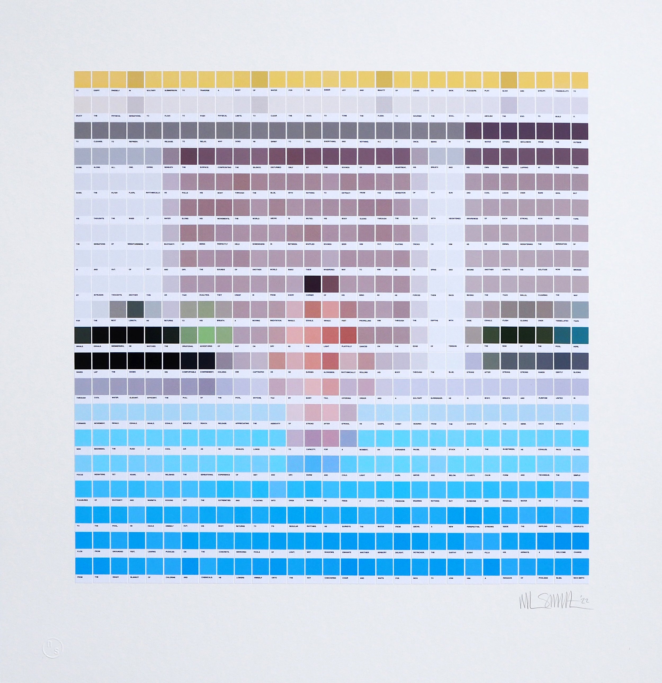 1,400 Chip collage on Crescent RagMat Museum board Framed in Oak with UV art Glass 98.5 x 127 cm 38 3/4 x 50 in Edition of 1 plus 1 artist's proof