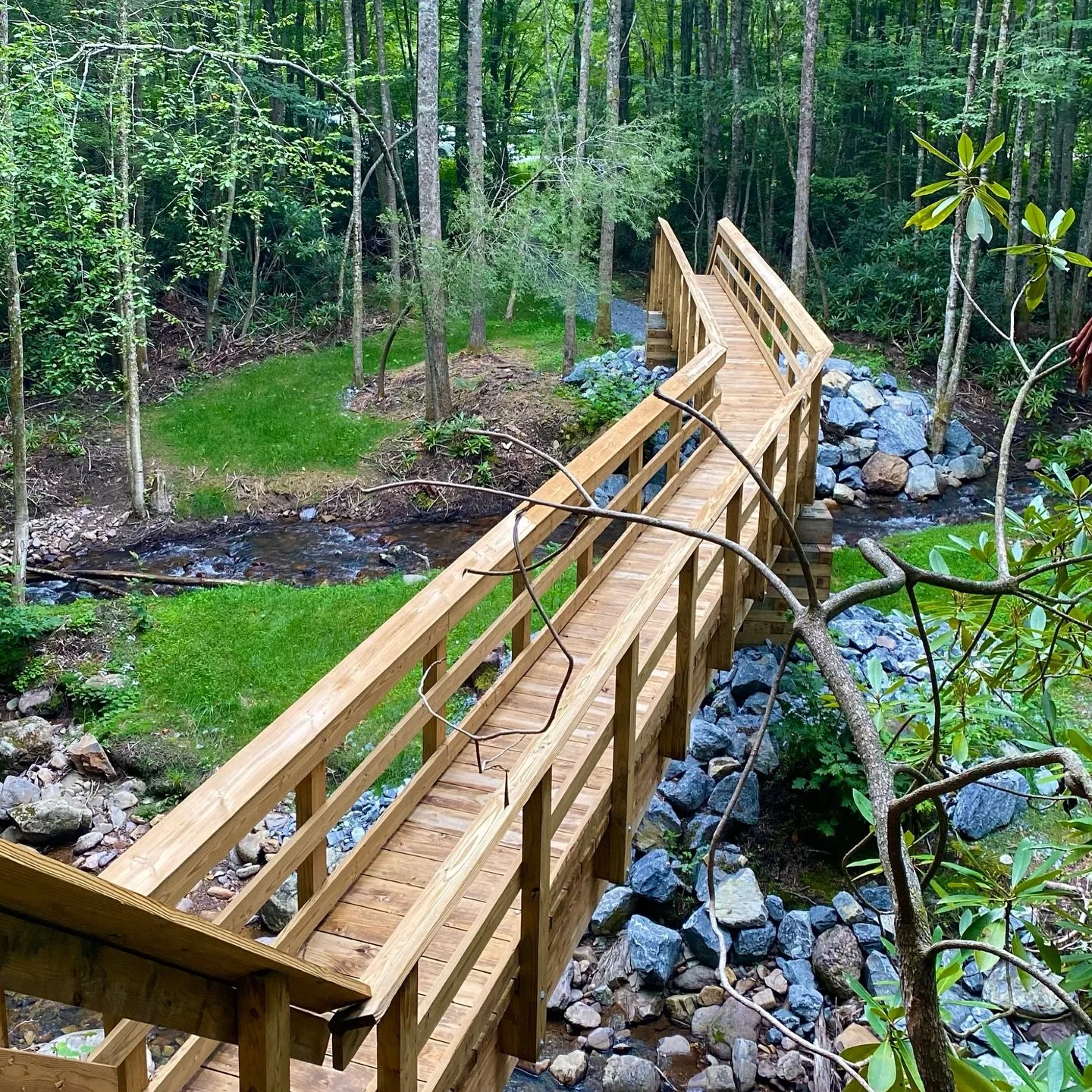 Went to check out one of our bridge projects from earlier in the year. Safe to say things are growing in nicely 🌳 We&rsquo;re stoked with how it&rsquo;s looking 🤌🏼

#BlackDiamondTrailDesigns #trailbuilding #appalachiantrail #bridgeboys