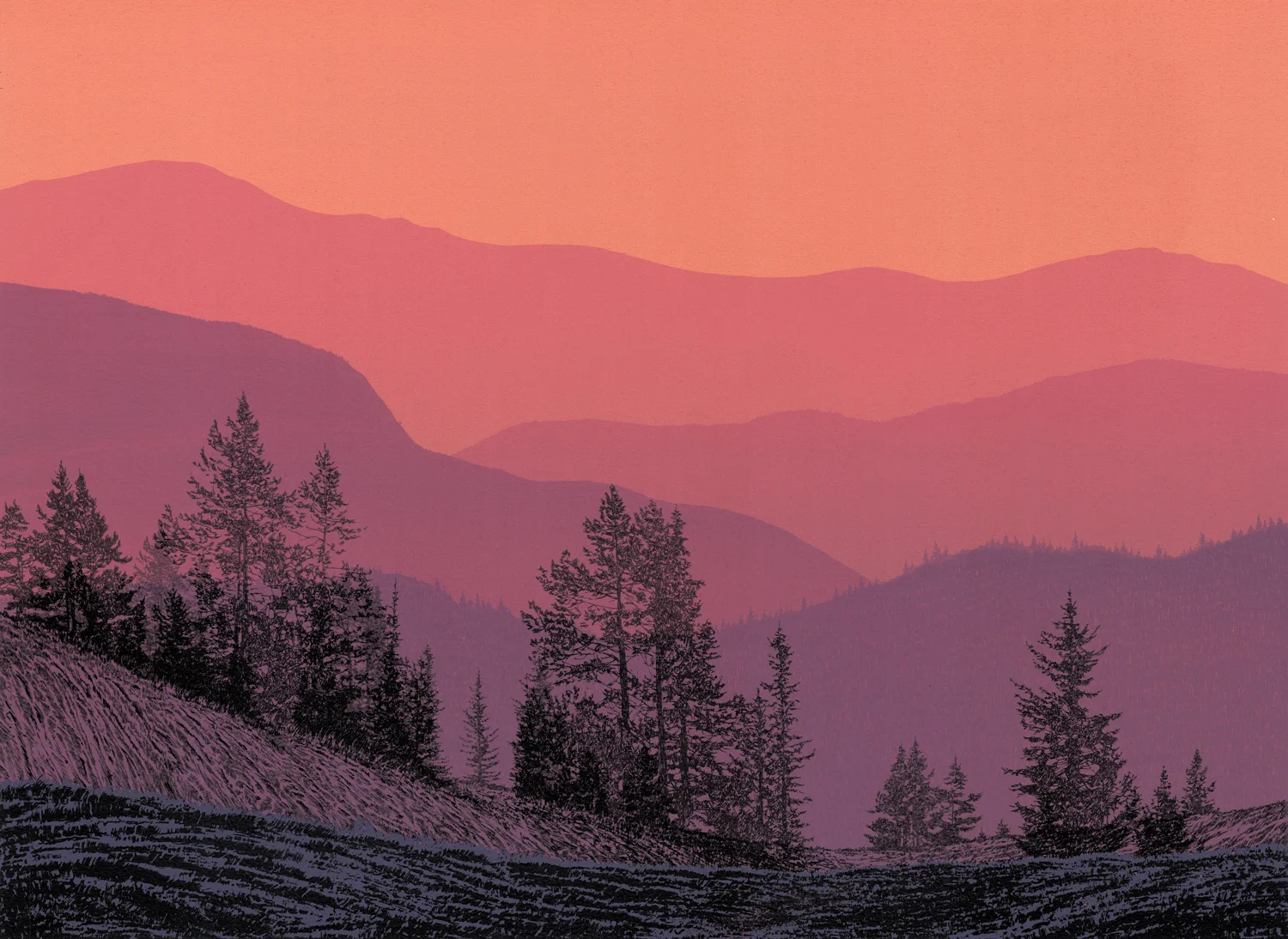184.1 Red Haze - state 2 17.5" x 24" – 445 x 610mm 10 colors 8 edition / 3 available $450