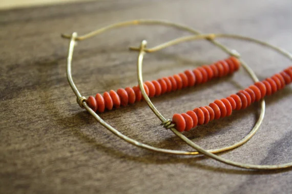 Coral Hoop Earrings