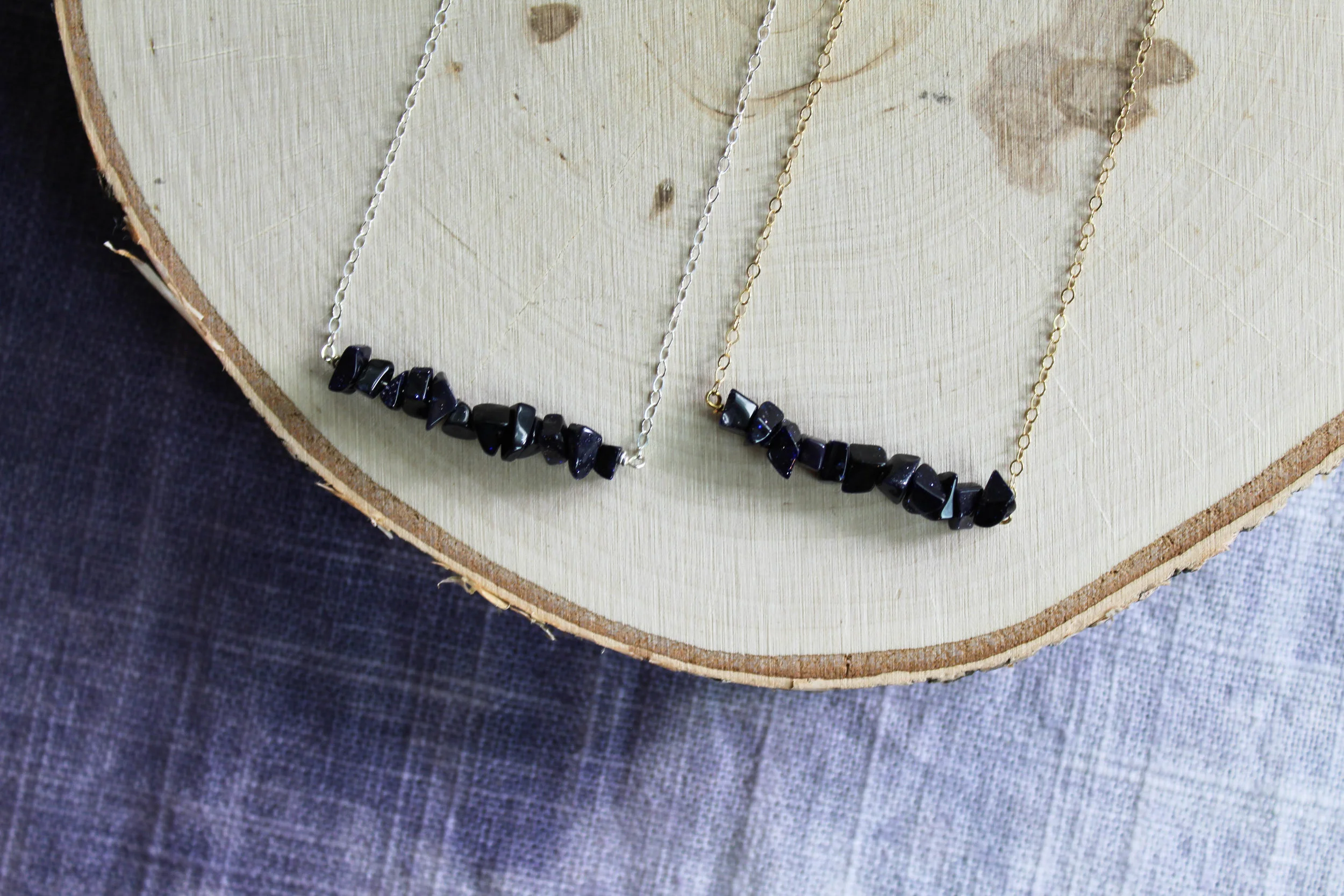 blue goldstone chip bar necklace 4.jpg