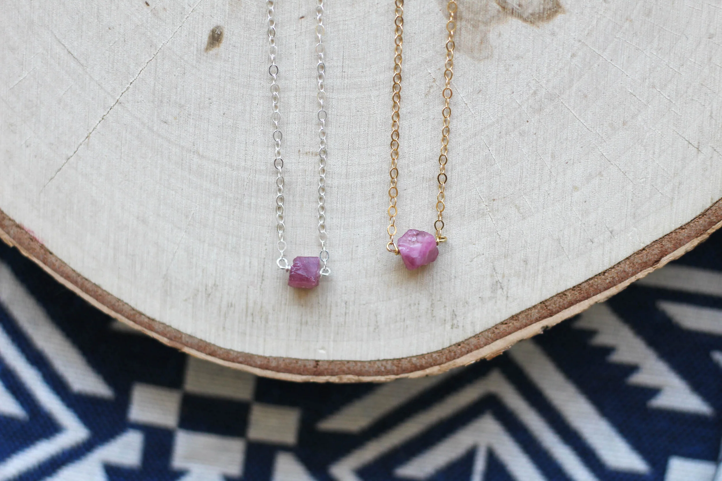 Tiny Ruby Nugget Necklace