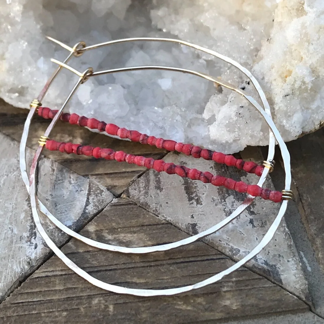 Coral Hoop Earrings