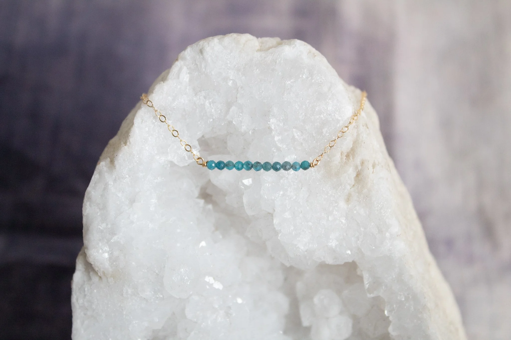 Tiny Apatite Bar Necklace