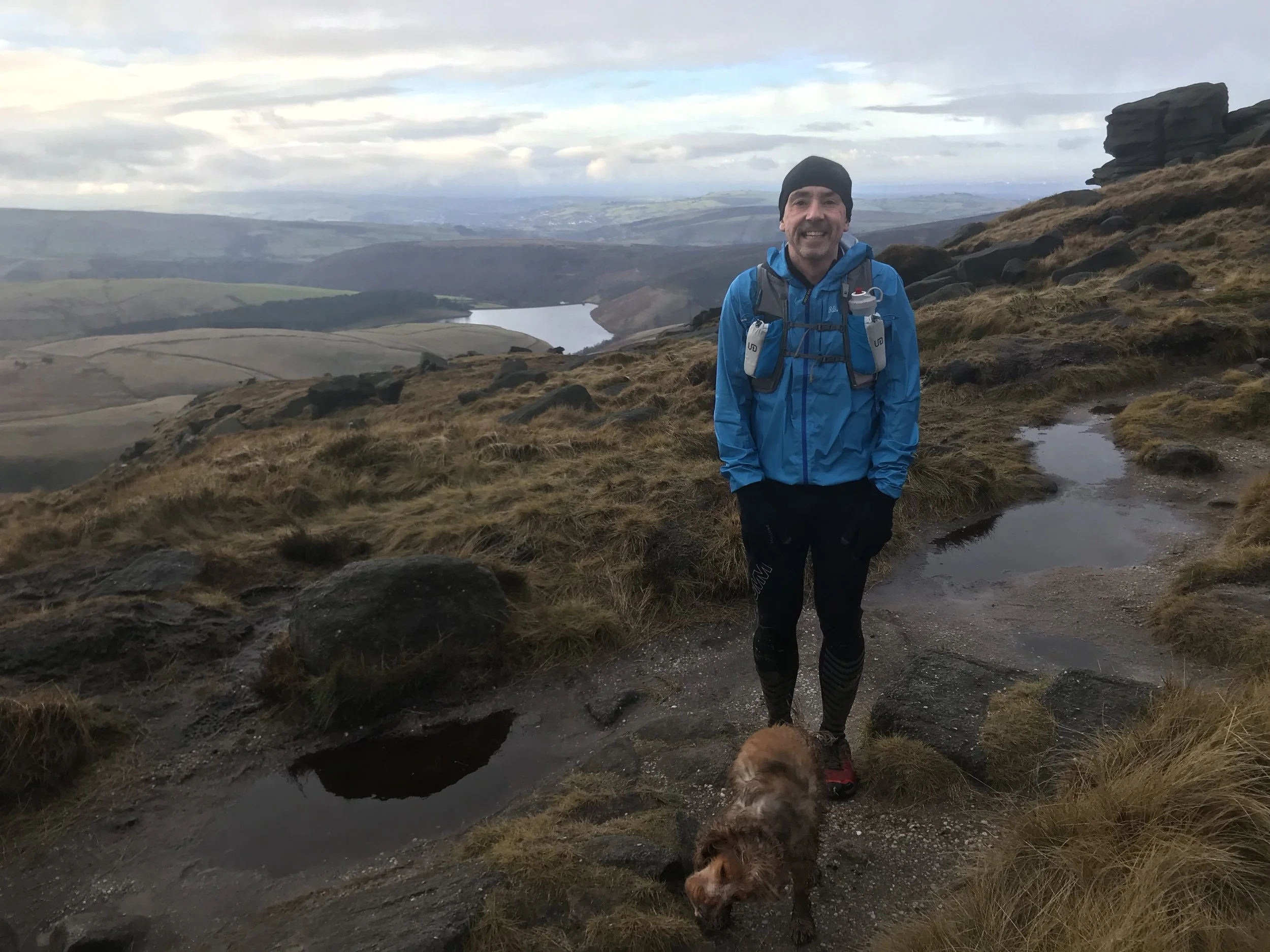 Winne the Spaniel and myself on Kinder Plateau, Friday 5th January 2018.