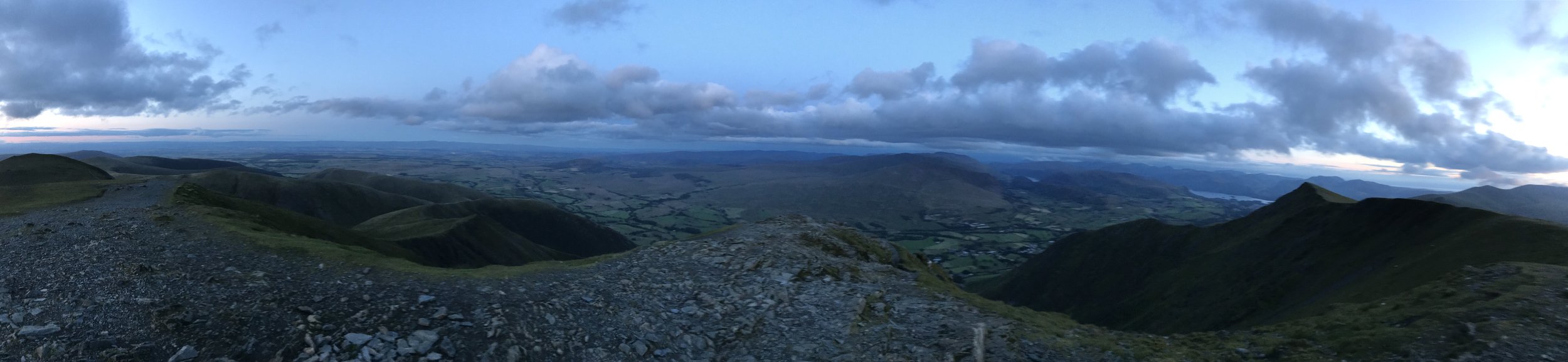 Blencathra summit with Halls Fell Ridge directly ahead and below
