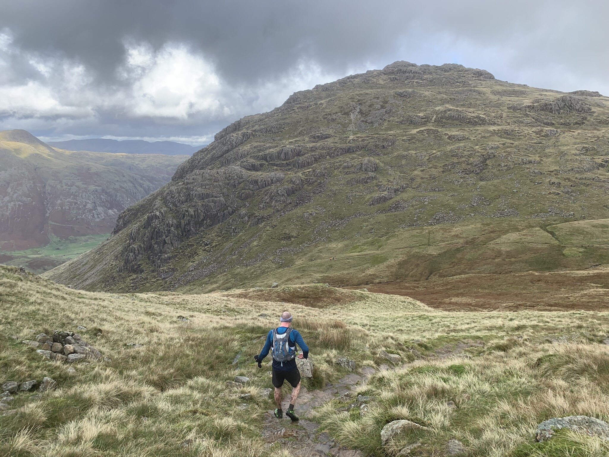 Dropping down to Red Tarn, with Pike O’ Blisco in the background.