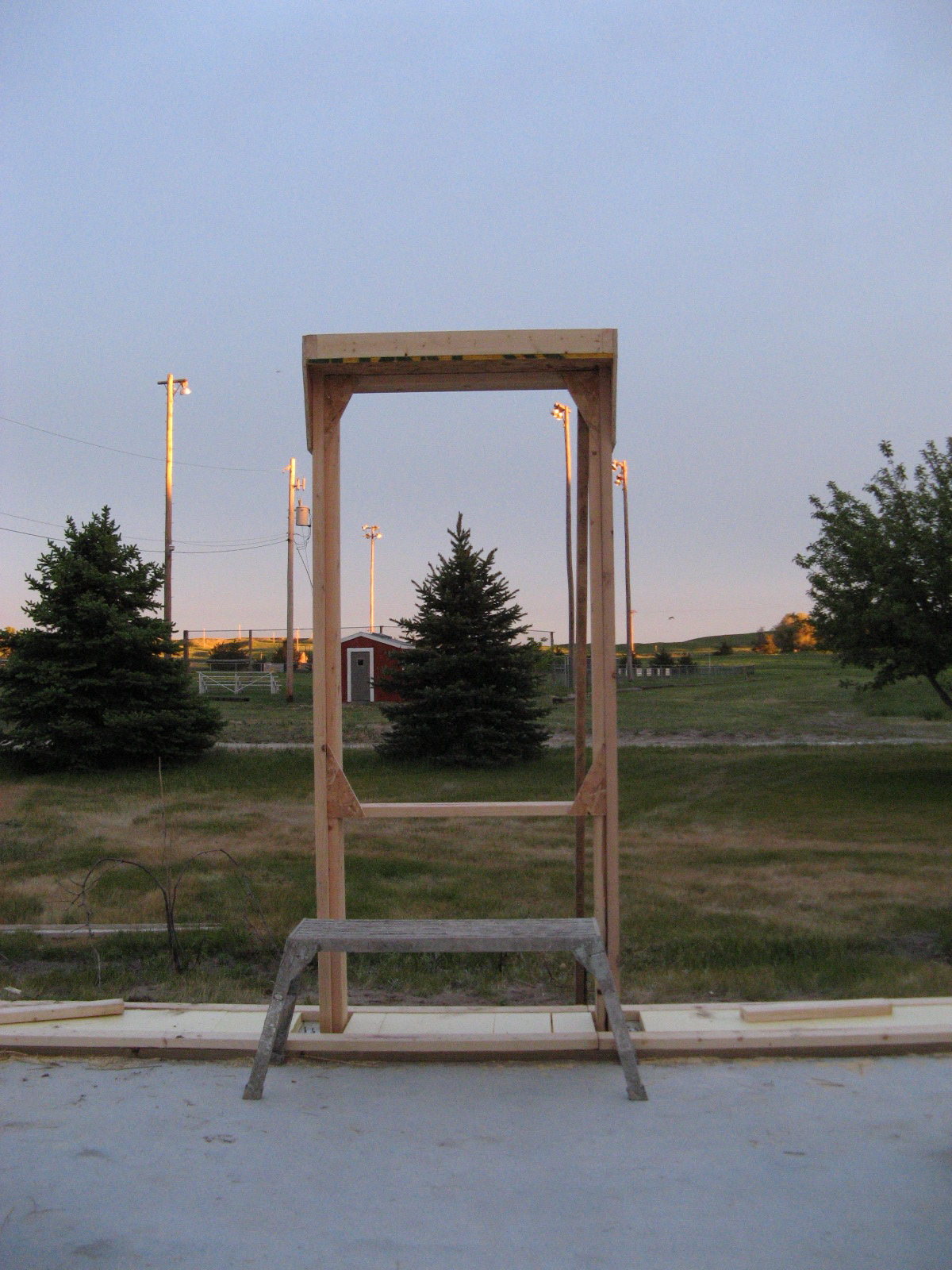  Window frames a tree at dusk 