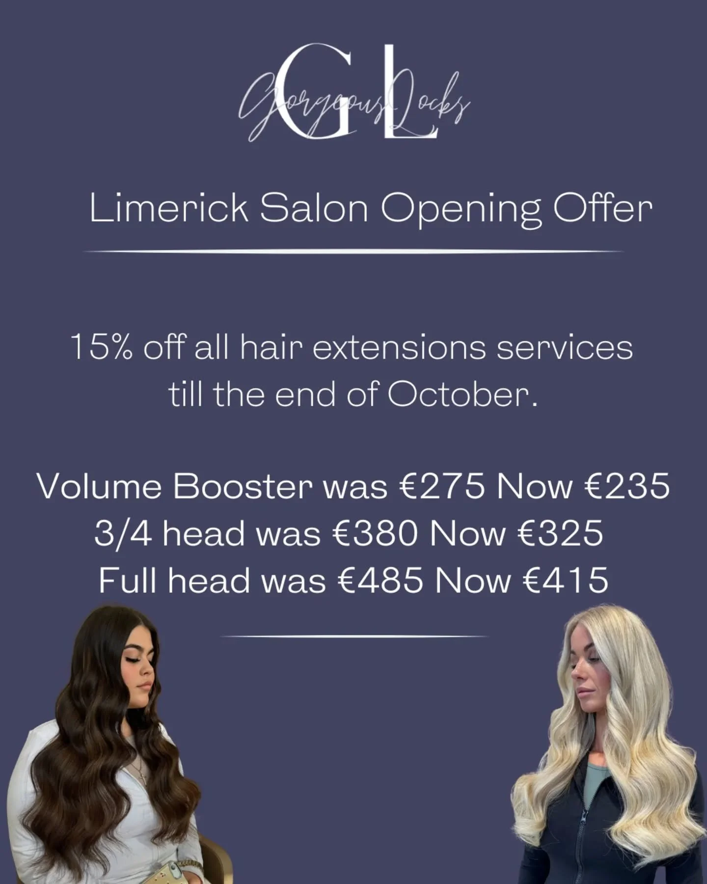 To celebrate the opening of our NEW Limerick salon we are offering 15% off all mini keratin bond and tapes and tape weft services🙌🏽

We stock all colours and methods in both salons so if you can&rsquo;t make a consultation don&rsquo;t worry🥰

To m