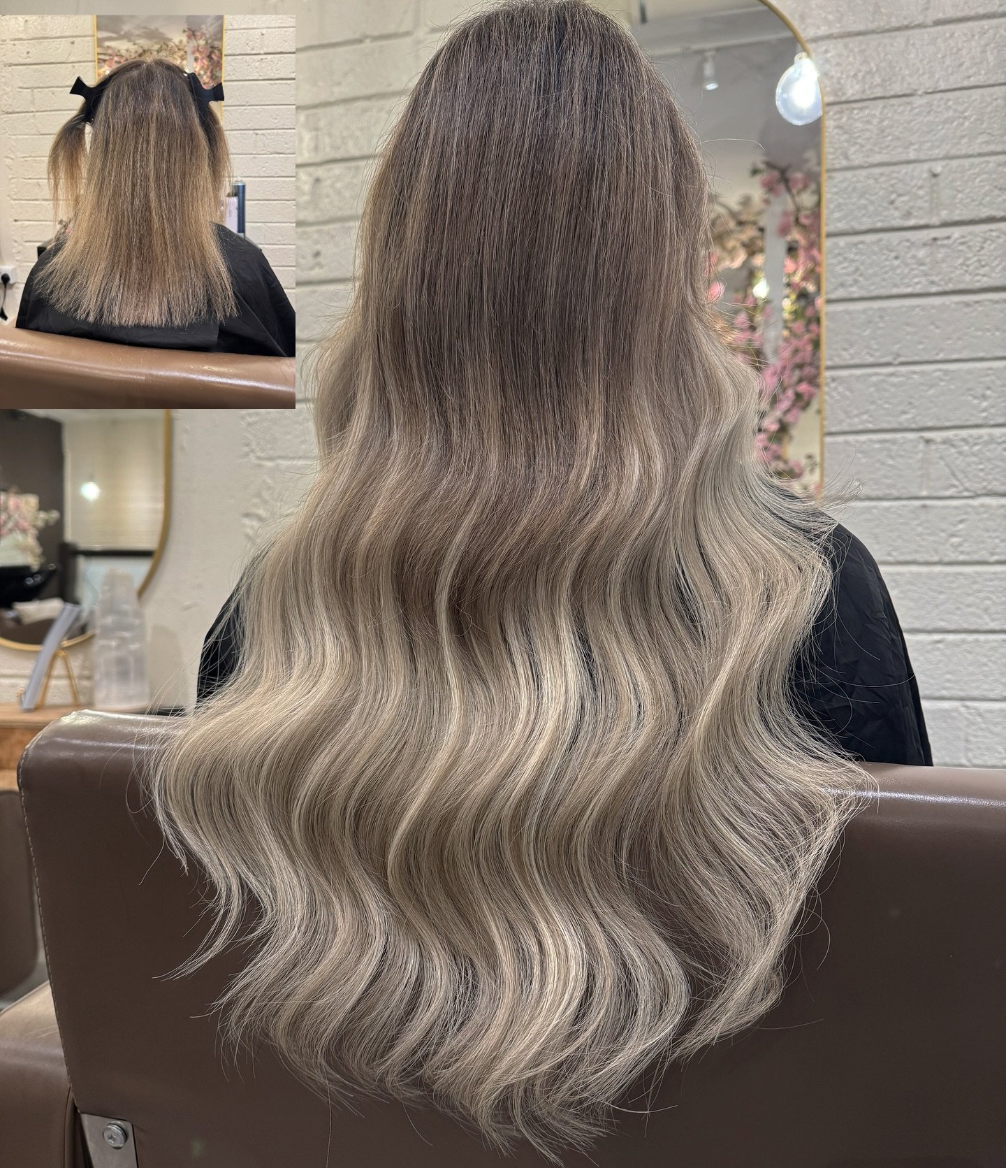 When your before and after looks this good ya gotta post🤌🏽😍

Team work makes dream work⬇️

Colour by @lainey_mccaff using all @wellaprofessionalsuki colour✨

Extensions by @phoebemcvey i applied a 3/4 head of our own mini keratin bonds to blonde t