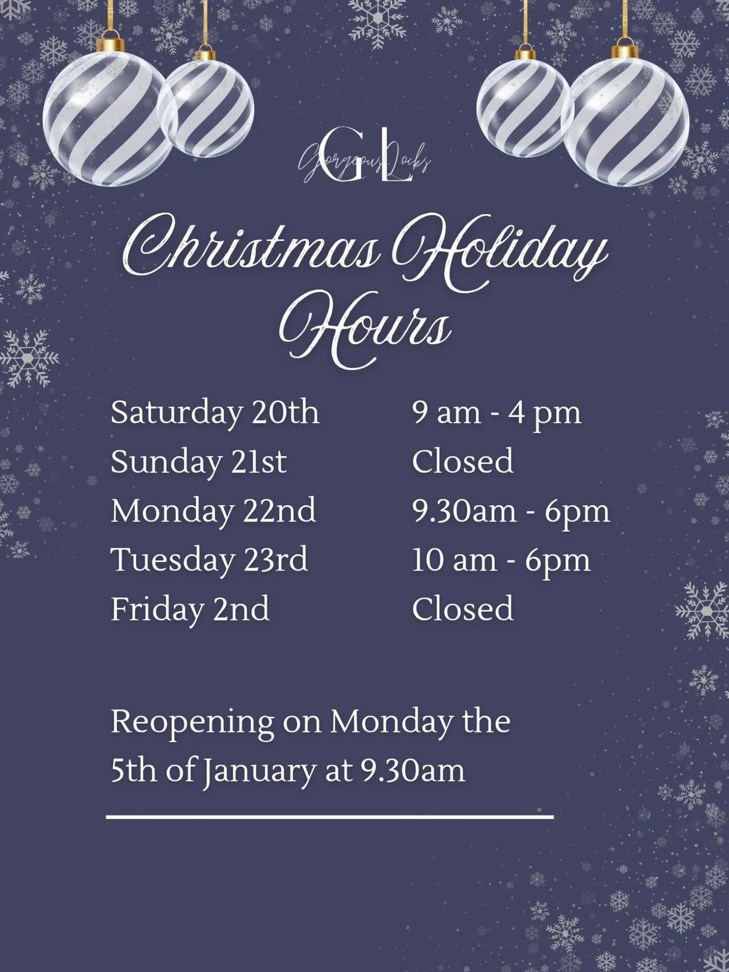 Christmas hours for Gorgeous Locks Galway &amp; Limerick🎄🎅🏼 #gorgeouslocksgalway #gorgeouslockslimerick