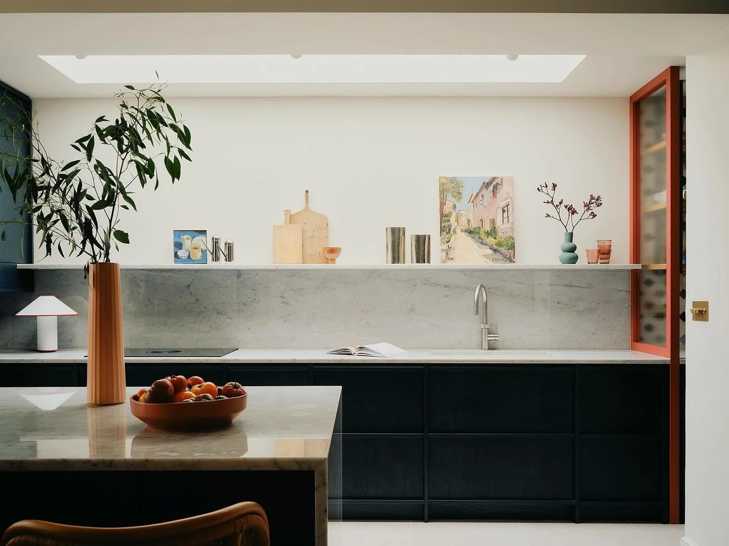 The kitchen of a house we had the pleasure of designing last year. Working closely with @frahergroup and @creativedge_furniture the result is a bright, contemporary space that&rsquo;s flooded with light, with a nod to  the med using warm terracotta p