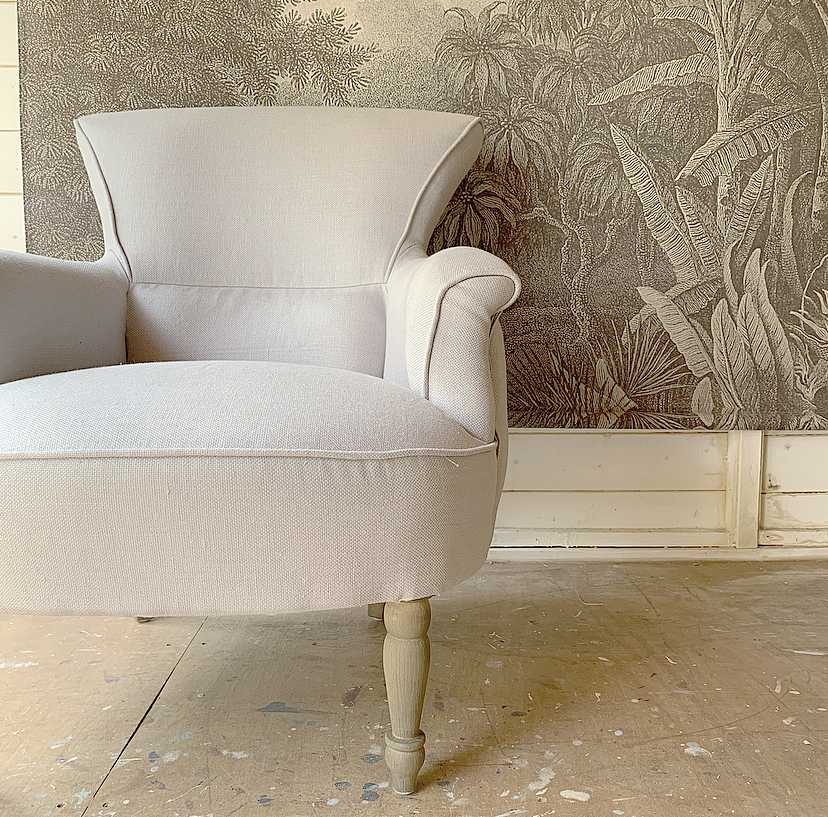 grey linen chair