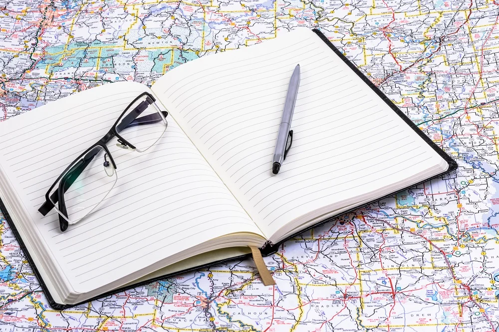 Journal on a map
