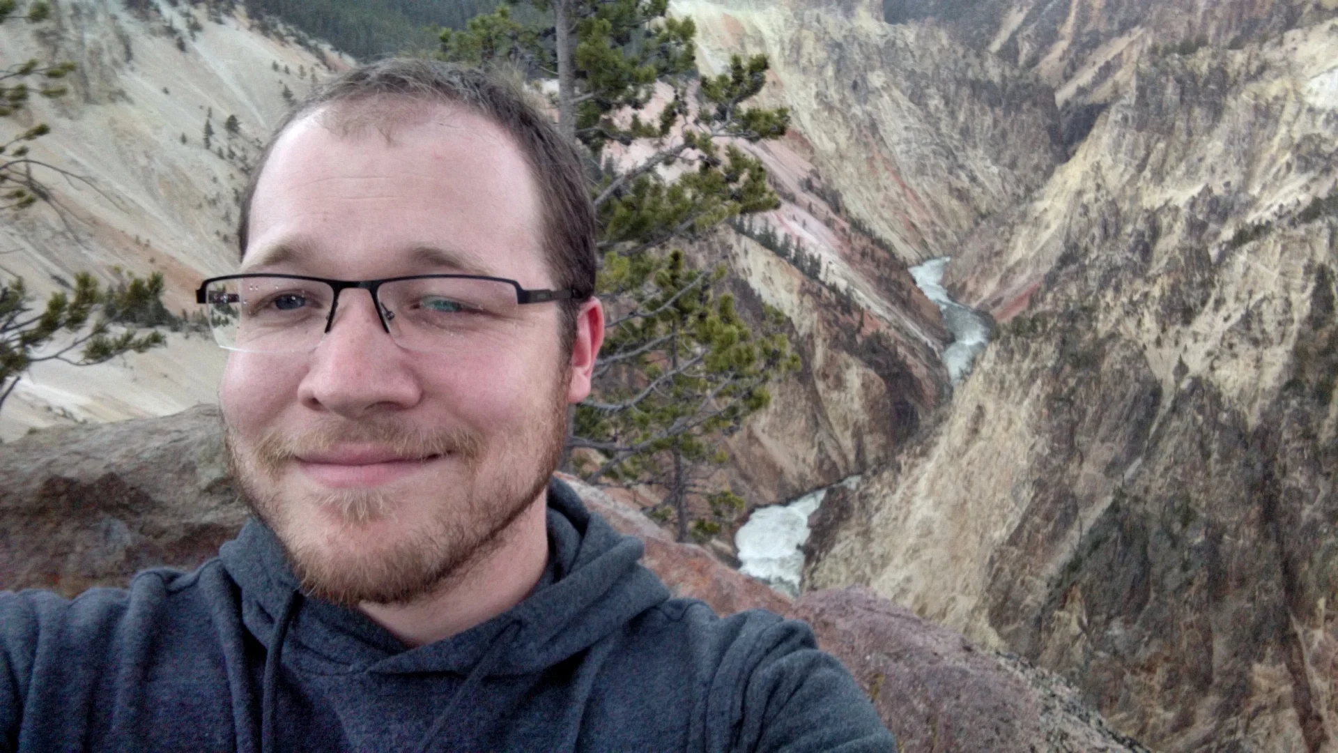 The Grand Canyon of the Yellowstone, it was starting to rain.
