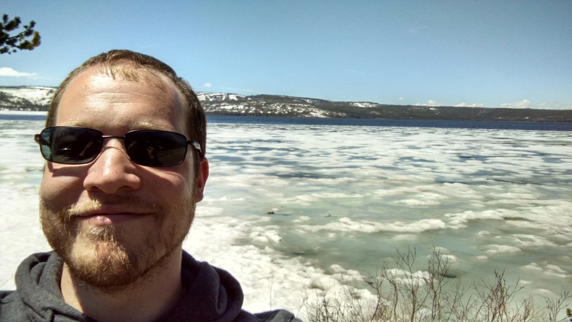 Jackson Lake, I thought it was weird seeing a half frozen lake in June.