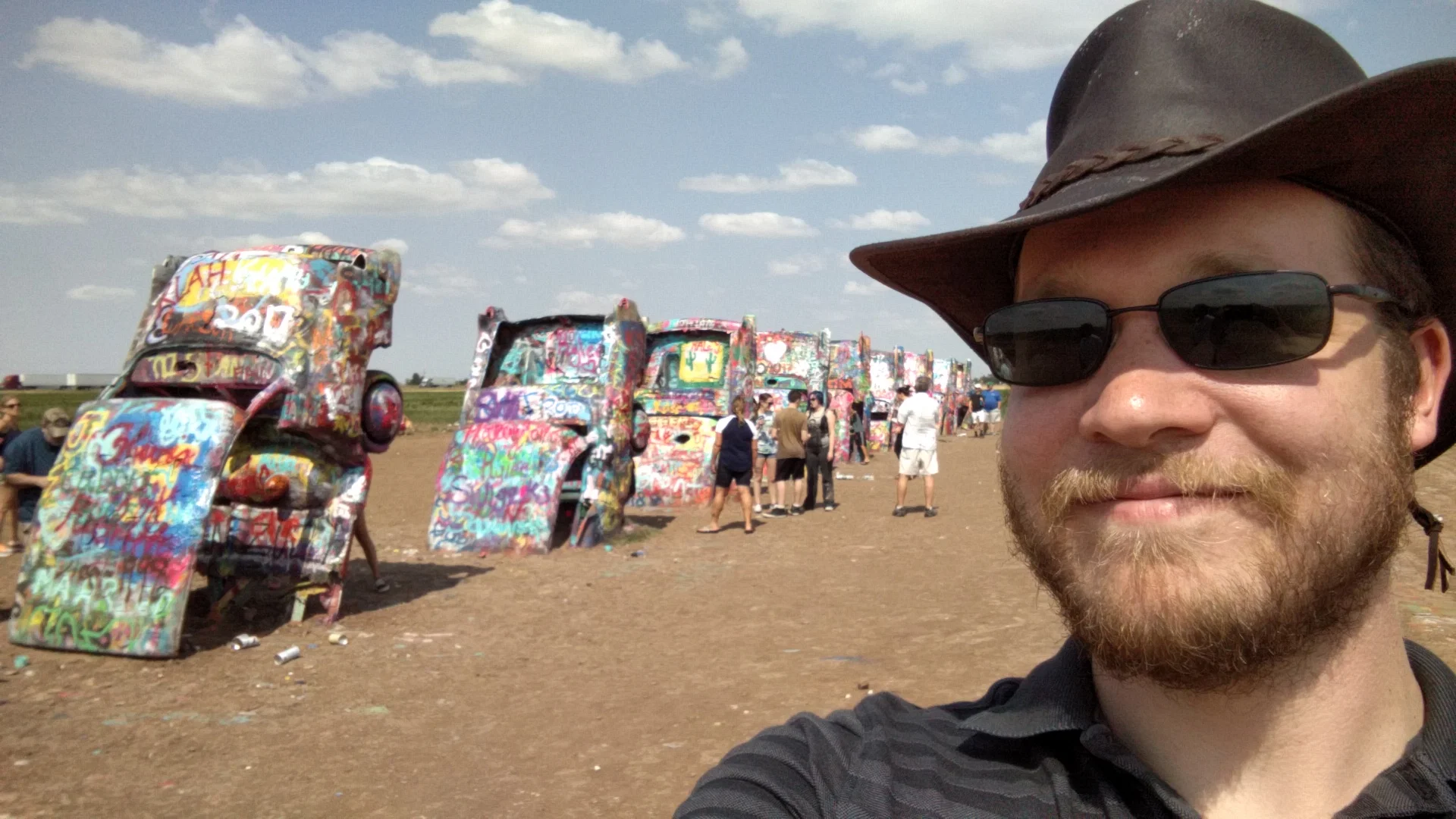 The Cadillac Ranch. Basically 10 old Cadillacs stuck halfway in the ground and covered in about 6 inches of spray paint graffiti. It was interesting.