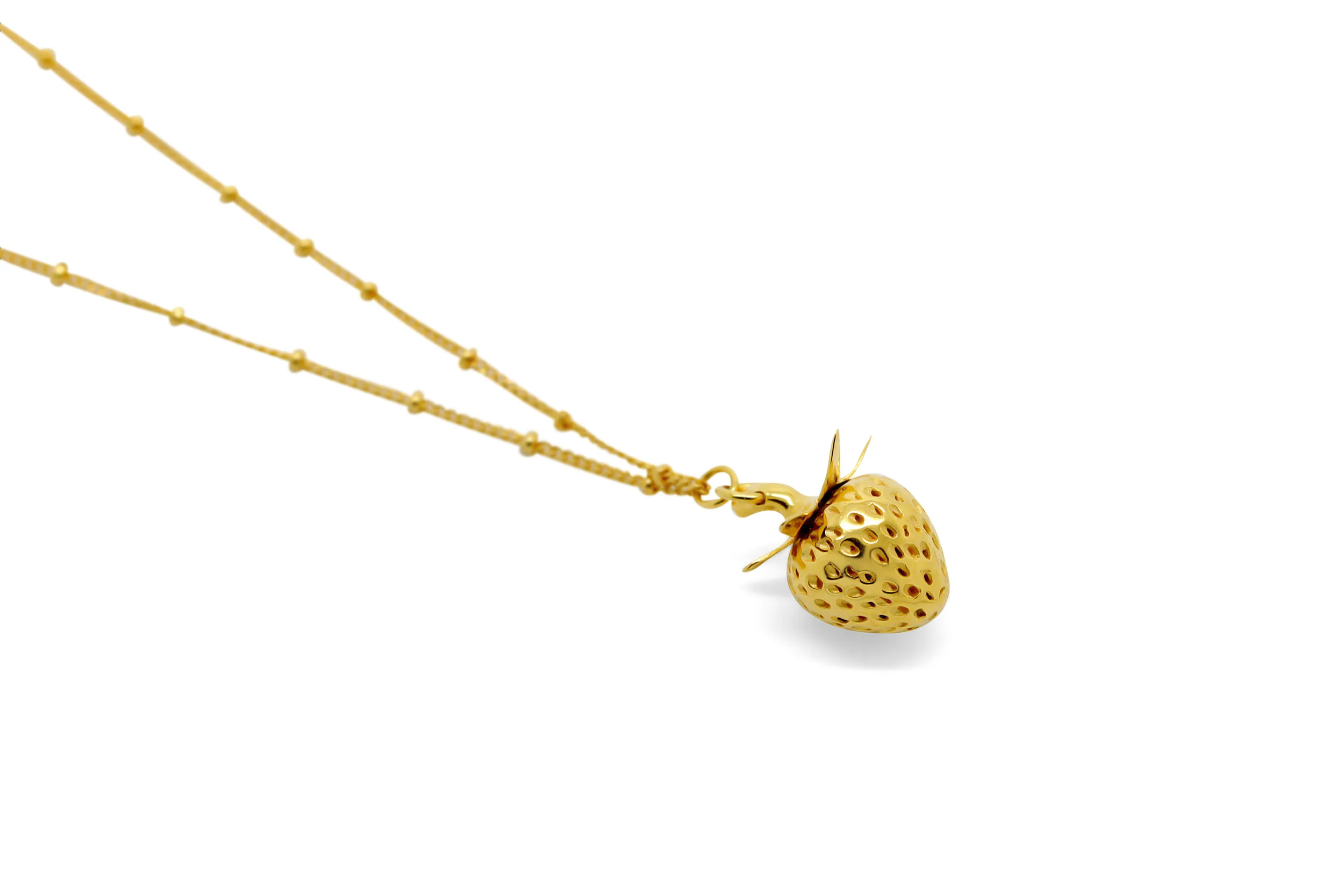Large Gold Strawberry Necklace