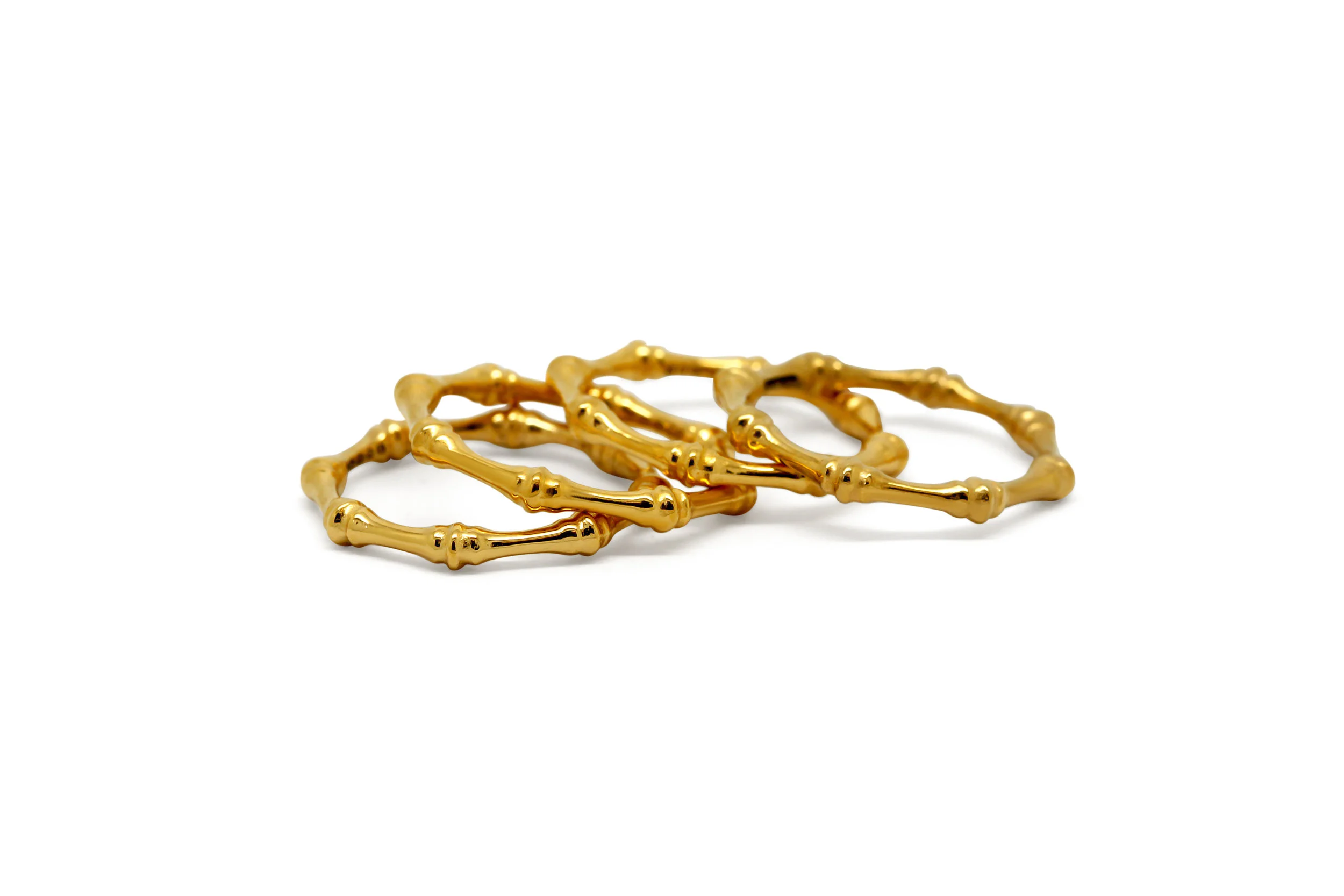 Gold Plated Embellished Bamboo Ring 